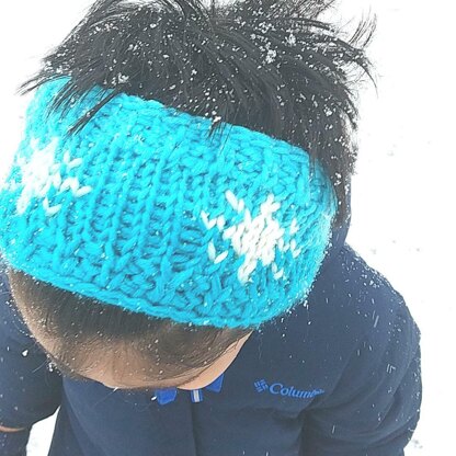 Tunisian Snowflakes Ear Warmer