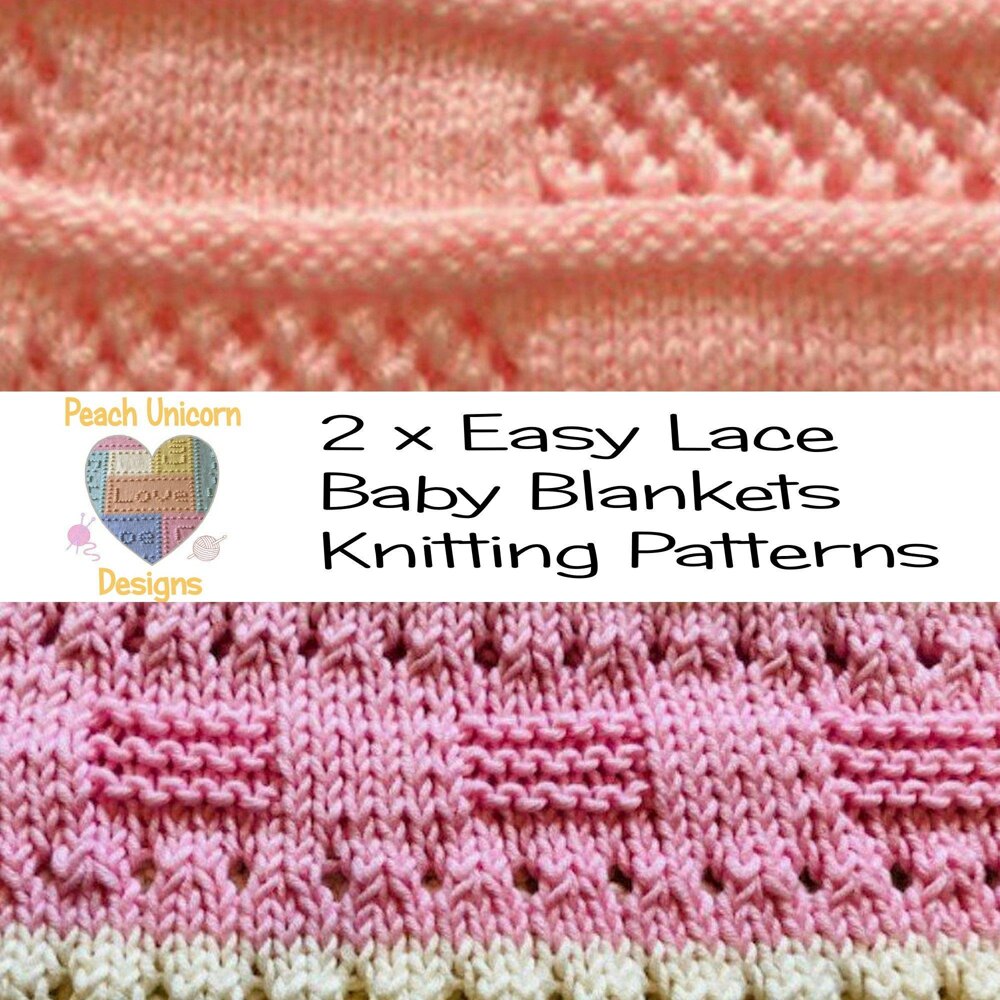 2 Easy Knitting Patterns - Candy Stripe and Easy Lace Knitting pattern by  Peach.Unicorn
