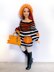 Doll clothes - Striped Dress "Pumpkins" for curvy Barbie dolls