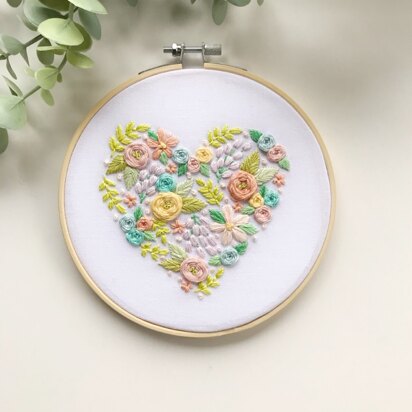 Floral Heart Embroidery Pattern