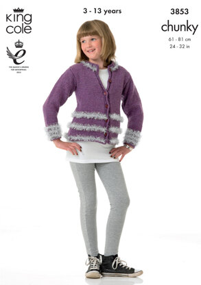 Girls' Cardigan and Top in King Cole Big Value Chunky - 3853