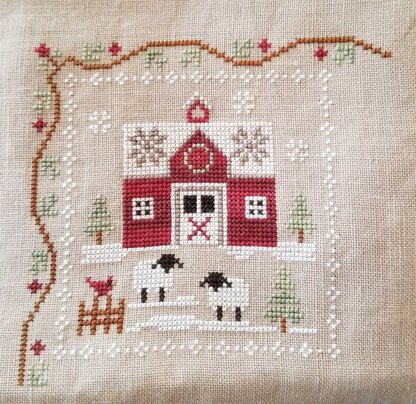 Little House Needleworks Farmhouse Christmas - Little Red Barn Cross Stitch Pattern - Multi
