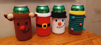 PDF Christmas DK knitting pattern - Can Sleeve Koozie/Cosy/Sleeve/Coozie - Easy to Follow Novelty Gift - Knitting-Xmas Reindeer Snowman Christmas Tree Santa