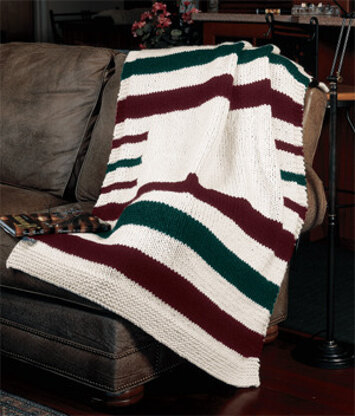 Knitted Hudson Bay Blanket in Lion Brand Wool-Ease Thick & Quick - 857