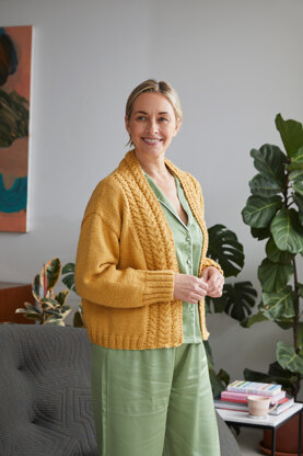 Cable Edge Jacket - Cardigan Knitting Pattern For Women in Debbie Bliss Cashmerino Chunky by Debbie Bliss