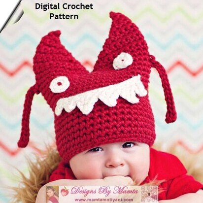 Crochet Halloween Monster Hat Pattern For Newborn Baby Children