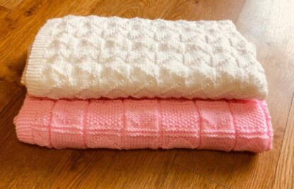 Knit and Purl Baby Blankets - Interlocking & Diamond Squares