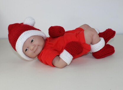 Preemie Baby Santa Hat, Booties and Mittens