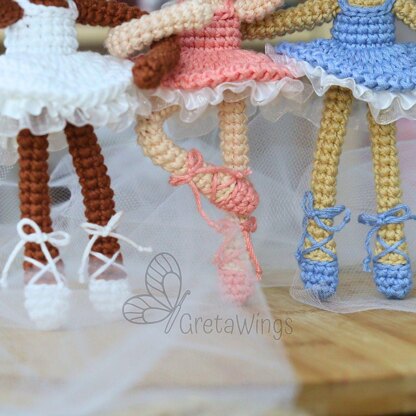 Set of 3 Ballerina Amigurumi Crochet