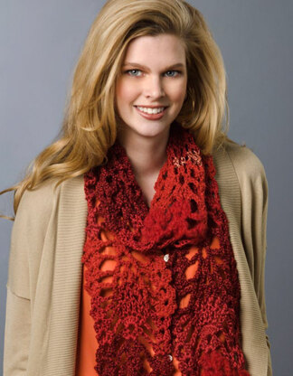 Lacy Pineapple Crochet Scarf in Red Heart Boutique Changes - LW2588 - Downloadable PDF