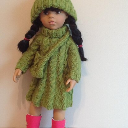 Cable dress for 18" doll
