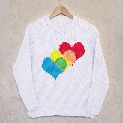 Intarsia - Rainbow Hearts Chart - Adults Sweater