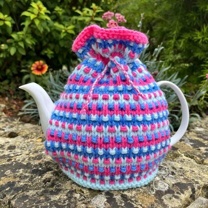 Lilac Speckled Rib 4 Cup Teapot Cosy Knitting Pattern