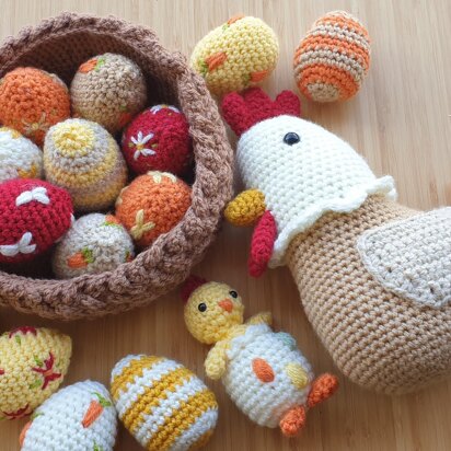 Easter Chicken Set Collection Chick Easter Eggs Nest amigurumi crochet set