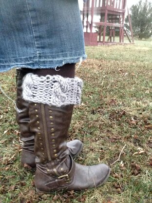 Dallas Grey Chunky Cabled Boot Cuffs