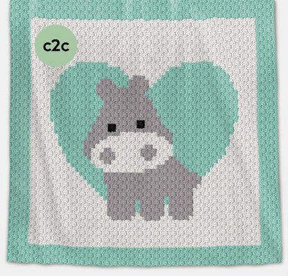 CROCHET C2C Baby Blanket - Love Hippo