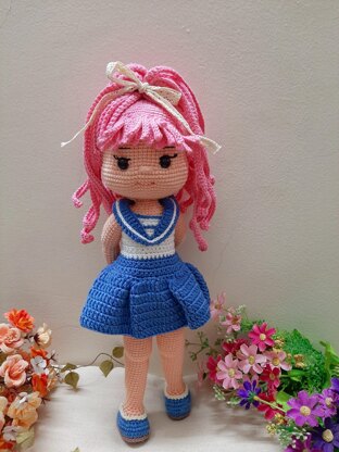 Vivian Doll, Crochet doll pattern, Amigurumi doll