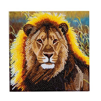 Crystal Art Resting Lion, 18x18cm Card Diamond Painting Kit