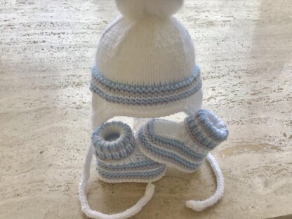 Unisex Hat And Booties Stripe