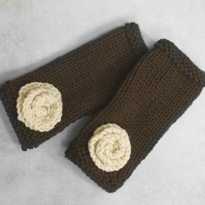 Knit Flower Wrist Warmers