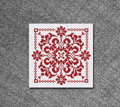 Cross Stitch Pattern Red Winter Flower Sampler by Leonor Kiokiz