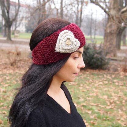 Heart headband, Valentine’s  headwrap, earwarmer