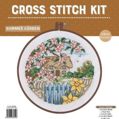 Creative World of Crafts Summer Garden Cross Stitch Kit with Hoop