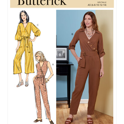 Butterick Misses' Jumpsuit, Sash and Belt B6881 - Sewing Pattern