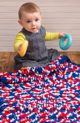 Patriotic Hexagon Baby Blanket in Red Heart Super Saver Economy Solids and Prints - LW4593 - Downloadable PDF