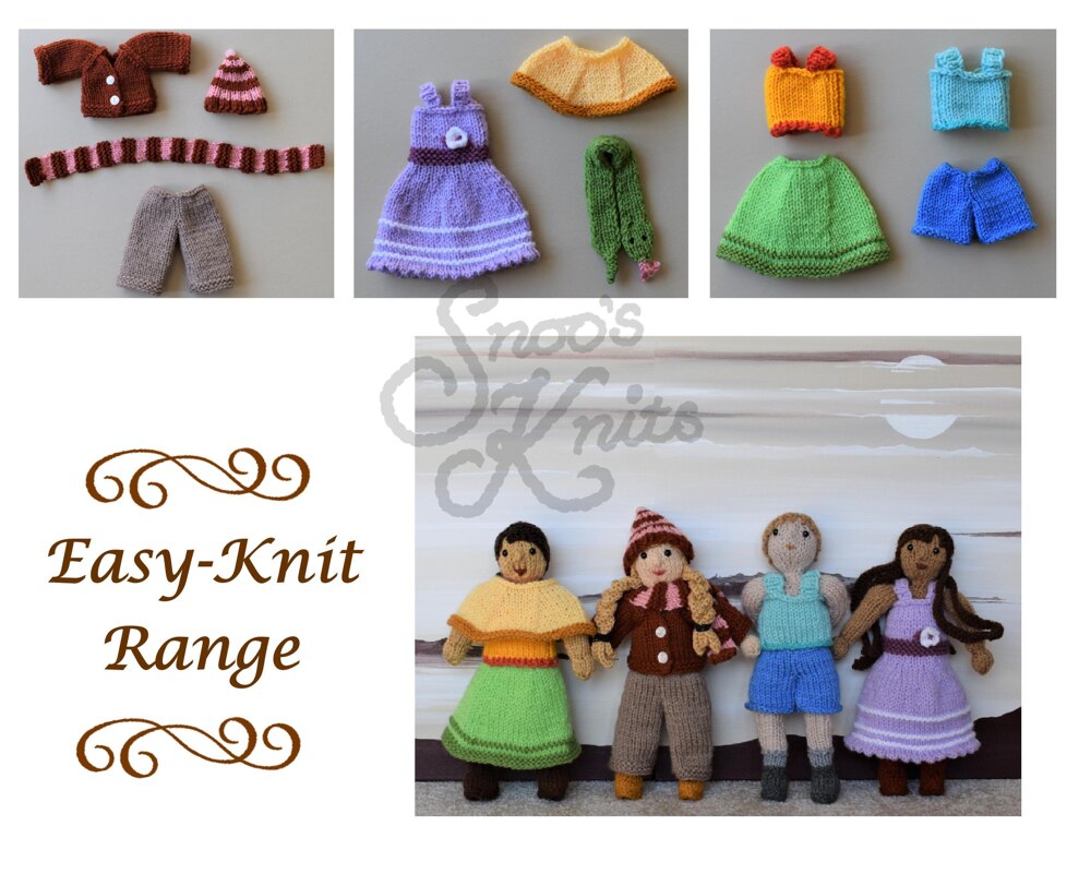 Easy-Knit Dress-Up Doll Clothes Knitting Pattern Snoo's Knits Knitting  pattern by Snoo's Knits | LoveCrafts
