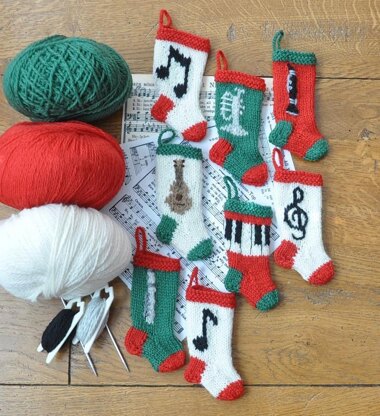 Musical Christmas Stocking Ornament Set