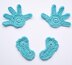 Crochet baby hand. Baby handprint. Crochet baby foot print. Crochet applique. Baby embellishment