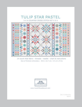 Riverdrift House Tulip Star Pastel Cross Stitch Kit - 39.5 x 22.5 cm