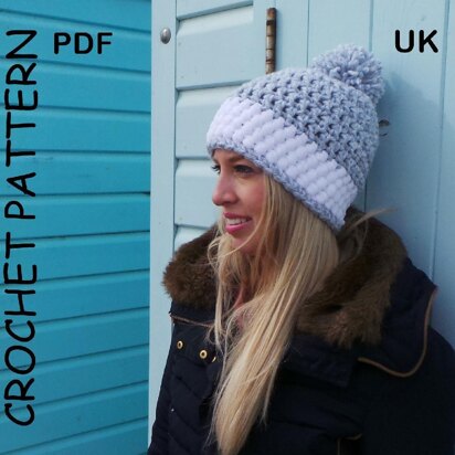 Crochet hat pattern Nordic Snow Hat UK