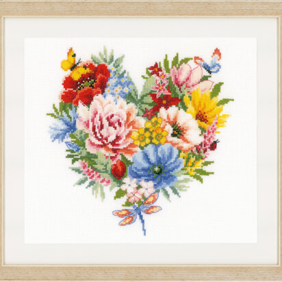 Vervaco Counted Cross Stitch Kit - Heart of Flowers (Aida) - 25cm x 25cm