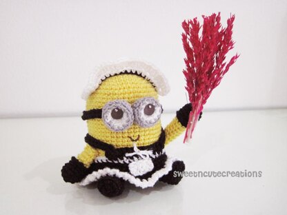 Amigurumi Frenchie the 2 eyed Minion in a French Maid Outfit