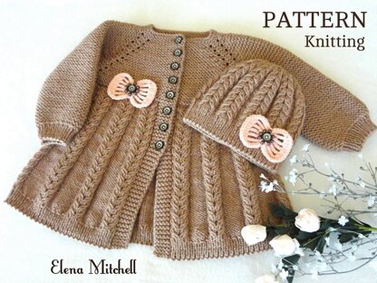 Knitted Baby Cardigan and Baby Beanie by Elena Mitchell