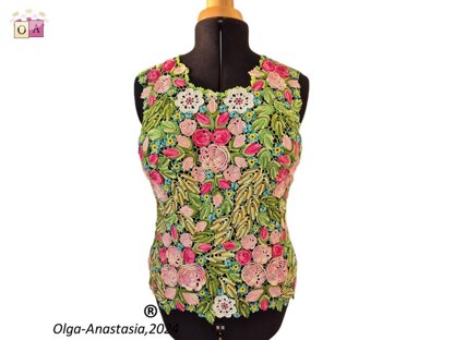 Crochet Irish lace sleeveless blouse