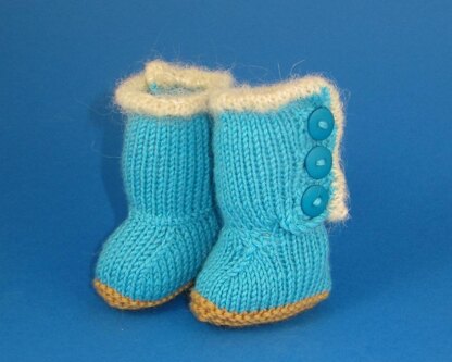 Baby Fur Trim 3 Button Booties (Bootees)