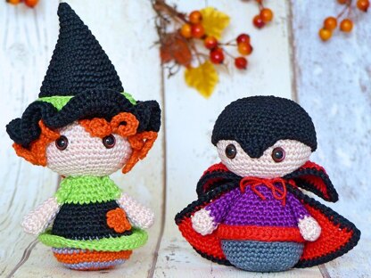 Halloween-Trio: Witch, Pumpkin & Vampire