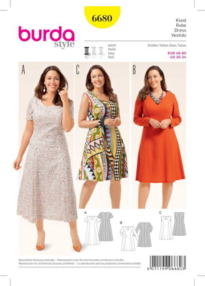 Burda Women's Dress Sewing Pattern B6680 - Paper Pattern, Size 20-34