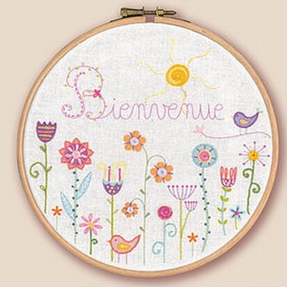 Un Chat Dans L'Aiguille A Welcome Garden Contemporary Printed Embroidery Kit