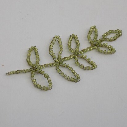 Wire Crocheted Leaf Branch with Beads