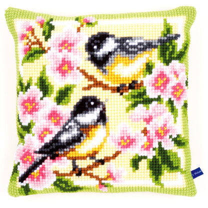 Vervaco Birds and Blossoms Cushion Front Chunky Cross Stitch Kit - 40cm x 40cm