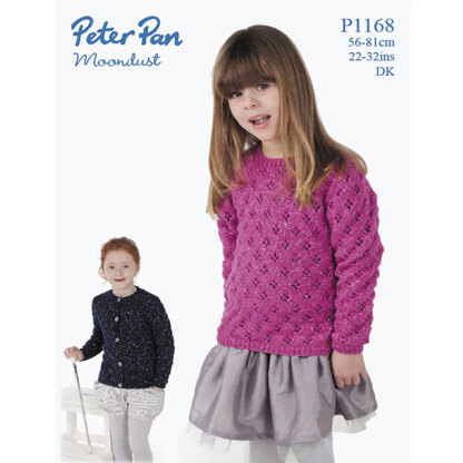 Cardigan and Sweater in Peter Pan Moondust DK - P1168