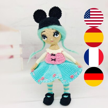 Crochet doll pattern, Amigurumi doll Sophie