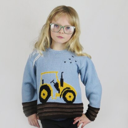 Childs Sweater with Tractor Motif