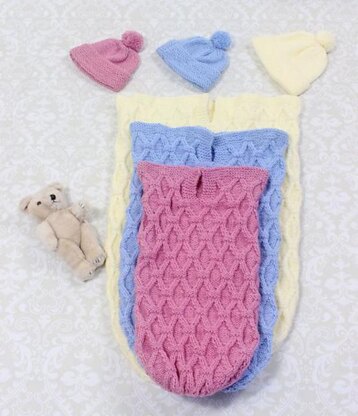 Knitting Pattern for baby cocoon 3 sizes  #170