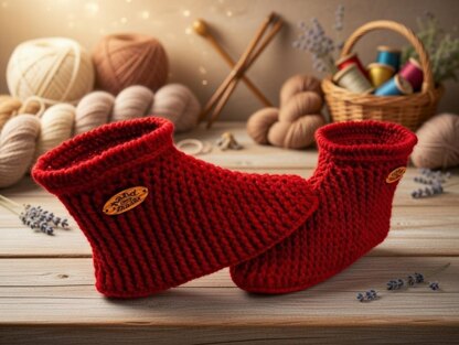 Crochet Slipper Boot Pattern PDF + English Video Tutorial for Women