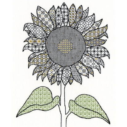 Bothy Threads Blackwork Sunflower Cross Stitch Kit - 27cm x 33cm